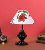 Red & White Shade Table Lamp With Metal Base