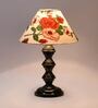 Red & White Shade Table Lamp With Metal Base