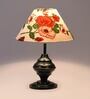 Red & White Shade Table Lamp With Metal Base