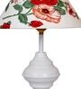 Red & White Shade Table Lamp With Metal Base