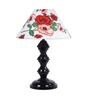 Red & White Shade Table Lamp With Metal Base