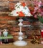 Red & White Shade Table Lamp With Metal Base