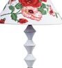 Red & White Shade Table Lamp With Metal Base