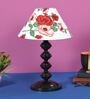 Red & White Shade Table Lamp With Metal Base