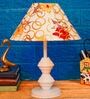 Red & Yellow Shade Table Lamp With Metal Base