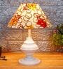 Red & Yellow Shade Table Lamp With Metal Base