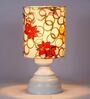Red & Yellow Shade Table Lamp With Metal Base