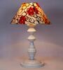 Red & Yellow Shade Table Lamp With Metal Base