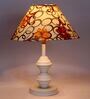 Red & Yellow Shade Table Lamp With Metal Base