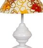 Red & Yellow Shade Table Lamp With Metal Base
