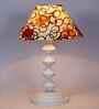 Red & Yellow Shade Table Lamp With Metal Base