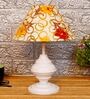 Red & Yellow Shade Table Lamp With Metal Base