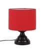 Red  Cotton  Shade Traditional Table Lamp With Black  Base