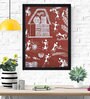 Red "Ethnic Dhokra and Warli Art " Textured Paper Scratch/Dust Proof Framed Art Print