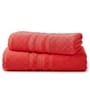 Red Soft Cotton 500 GSM Solid Bath Towel Pack Of 2