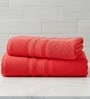 Red Soft Cotton 500 GSM Solid Bath Towel Pack Of 2