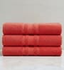 Red Soft Cotton 500 GSM Solid Bath Towel Pack Of 3