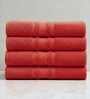 Red Soft Cotton 500 GSM Solid Bath Towel Pack Of 4