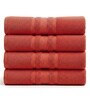 Red Soft Cotton 500 GSM Solid Bath Towel Pack Of 4