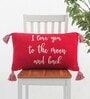 Red Quoted Cotton 24 x 16 Inches Cushion Cover