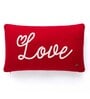 Red 100% Cotton Love 12x20 Inches Cushion Cover