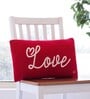 Red 100% Cotton Love 12x20 Inches Cushion Cover