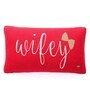 Red 100% Cotton Wifey 12x20 Inches Cushion Cover