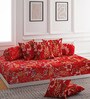Red 120 GSM Raising 8 Piece Diwan Set