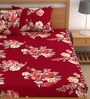Red 180 TC Floral Cotton Queen Double Bedsheet 2 Pillow covers