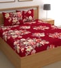 Red 180 TC Floral Cotton Queen Double Bedsheet 2 Pillow covers