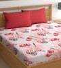 Red 180 TC Geometric Cotton Queen Double Bedsheet 2 Pillow covers
