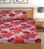 Red 180 TC Floral Cotton Queen Double Bedsheet 2 Pillow covers
