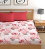 Red 180 TC Geometric Cotton Queen Double Bedsheet 2 Pillow covers