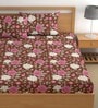 Red 180 TC Floral Cotton Queen Double Bedsheet 2 Pillow covers
