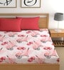 Red 180 TC Geometric Cotton Fitted Double Bedsheet 2 Pillow covers