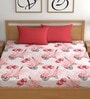 Red 180 TC Geometric Cotton Fitted Double Bedsheet 2 Pillow covers