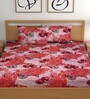 Red 180 TC Floral Cotton Queen Double Bedsheet 2 Pillow covers
