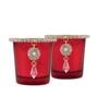 Red Vian Glass Table Tea Light Holders & Votives (Pack Of 2)