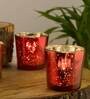 Liana Red Glass Table Tea Light Holders & Votives (Pack Of 10)