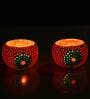 Rhoeo Red Glass Table Tea Light Holders & Votives (Pack Of 2)