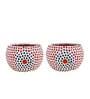 Rhoeo Red Glass Table Tea Light Holders & Votives (Pack Of 2)