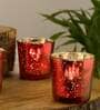Red Luana Glass Votive & Tea Light Holders (Pack Of 6)