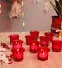 Zac Red Glass Table Tea Light Holders & Votives (Pack Of 10)