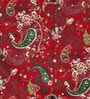 Red 200 TC Floral Print Cotton Fitted Double Bed Sheet with 2 Pillow Cover