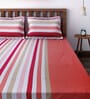 Red Geometric 240 TC Cotton 1 Double King Size Bedsheet with 2 Pillow Covers