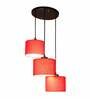Red 3 Light Cotton Fabric Cluster Hanging Light