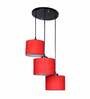 Red 3 Light Cotton Fabric Cluster Hanging Light