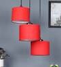Red 3 Light Cotton Fabric Cluster Hanging Light