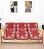 Red 5 Seater Floral 10Pcs Sofa Covers