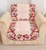 Red 5 Seater Floral 10Pcs Sofa Covers